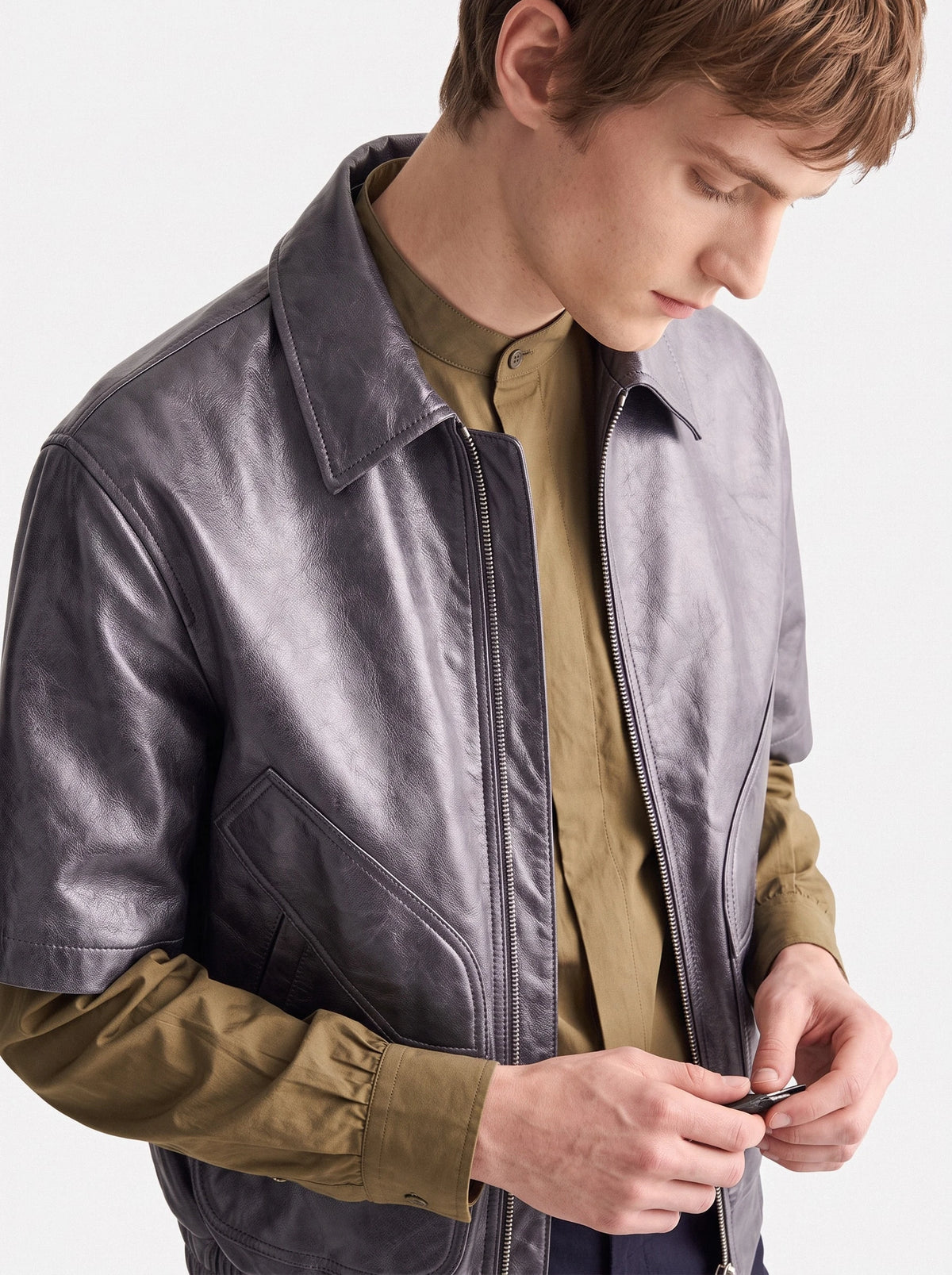 Ash Leather Shacket